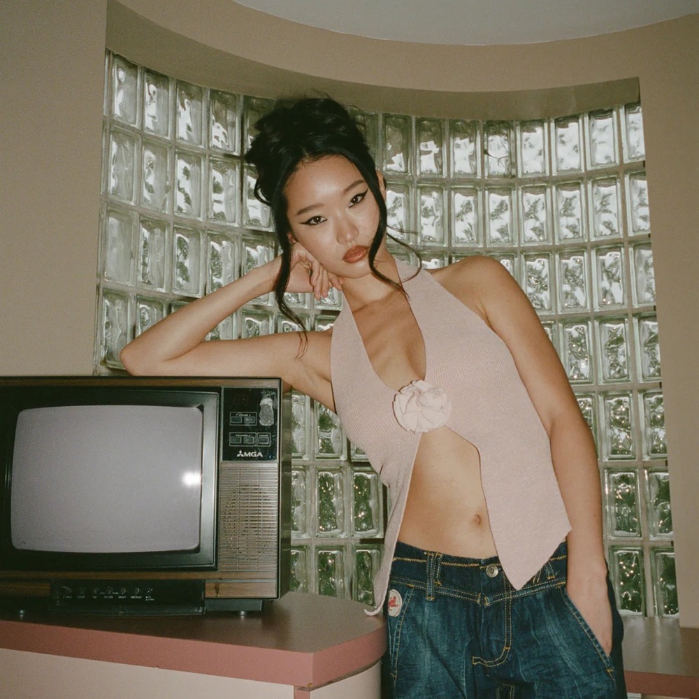 With Jean Pink Halter Top